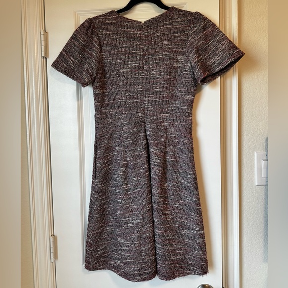 LOFT NWT Boucle/Tweed A-Line Dress with Bell Sleeve and Button Detail - Picture 6 of 9